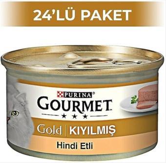 Gourmet Gold Hindi Etli Yetişkin Kıyılmış Kedi Konservesi 24x85 Gr