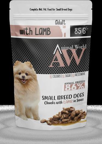 Animal World Küçük Irk Soslu Kuzu Etli Köpek Konservesi 85 gr