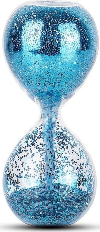 Kuzey Blue Sand Clock Mavi Kum Saati Cam Kum Saati Simli Mavi Kum Saati Yılbaşı Hediyeleri Yılbaşı Dekor