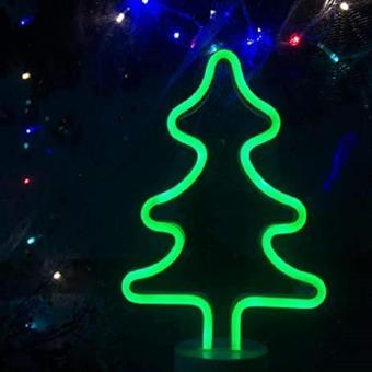 Kuzey Neon Işıklı Yılbaşı Ağacı Işıklı Noel Ağacı Green Christmas Tree Light Pilli Yılbaşı Ağacı 25 Cm