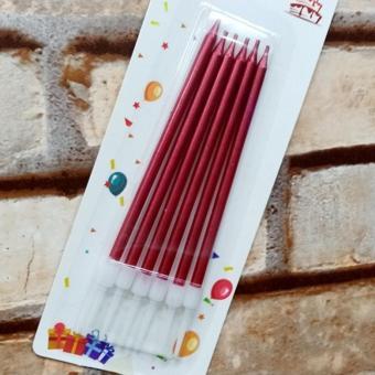 Kuzey Vıp Kalite Parlak Metalik Kırmızı Pasta Mumu 6 Adet Kırmızı Doğum Günü Mumu Decor Bırthday Candle