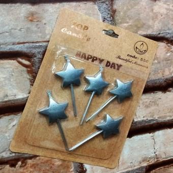 Kuzey Vıp Silver Star Happy Bırthday Candle 5 Adet Metalik Yıldızlı Pasta Mumu Yıldız Doğum Günü Mumu