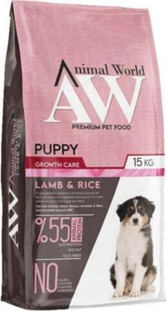 Animal World Puppy Kuzu Etli Pirinçli Yavru Köpek Maması 15 kg