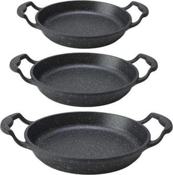 Eda Cookwear Asya Kapaksız Granit Döküm 3 Parça Sahan Seti