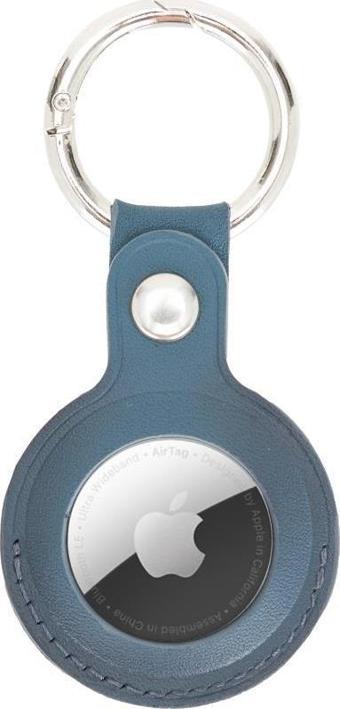 Apple AirTag Uyumlu Deri Anahtarlık Arta BRN4EF Mavi