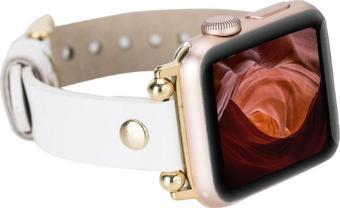 Bouletta Apple Watch Uyumlu Deri Kordon 38-40-41mm FRG F3 Beyaz