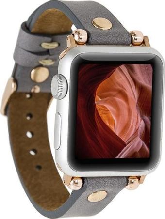 Bouletta Apple Watch Uyumlu Deri Kordon 38-40-41mm GT RST9 Gri