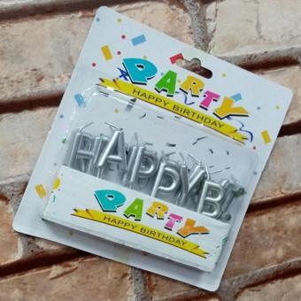 Kuzey Vıpkalite Parlak Metalik Gümüş Happy Bırthday Pasta Mumu Gümüş Doğum Günü Mumu Happy Bırthday Candle