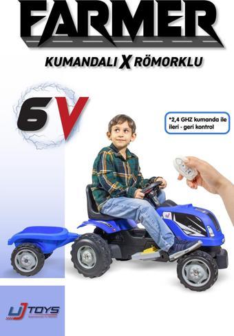 UJ Toys  - Kumandalı Akülü 6v Römorklu Traktör