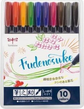 Tombow Fudenosuke Brush Pen 10'lu Fırça Uçlu Kalem Set - Sert Uç