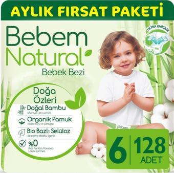 Bebem Natural Bebek Bezi Ultra Fırsat Paketi Extra Large 6 No 128 li