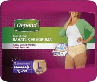 Depend Emici Külot Lohusa Pedi Kadın L Beden 1 Paket 10 Adet