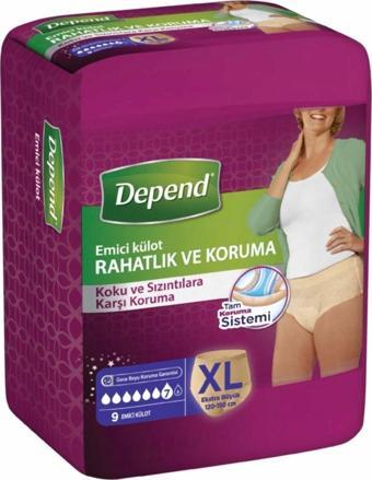 Depend Xl Beden Kadın Emici Külot 9 Lu (Bel Ölüçüsü 120-150 Cm) Yeni