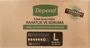 Depend Emici Külot Erkek Büyük Boy Large Beden (bel Ölçüsü 95-150 Cm) 30 Adet