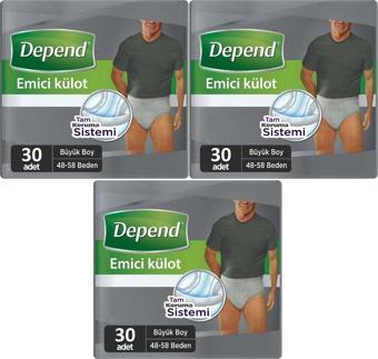 Depend Emici Külot Hasta Bezi Large - Büyük Erkek 90 Adet (3pk*30)