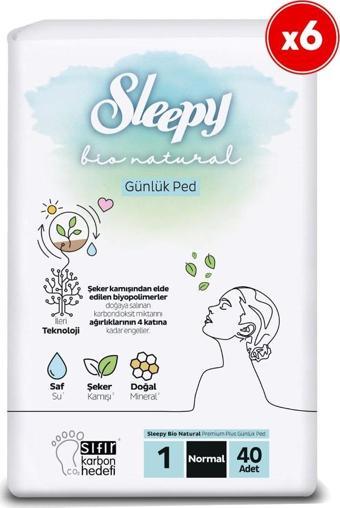 Sleepy Bio Natural Premium Plus Günlük Ped Normal 6x40=240 Adet Ped