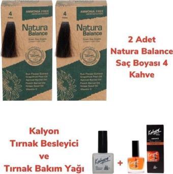 NATURA BALANCE SAÇ BOYASI 4 KAHVE 2 ADET + KALYON TIRNAK BESLEYİCİ VE BAKIM YAĞI