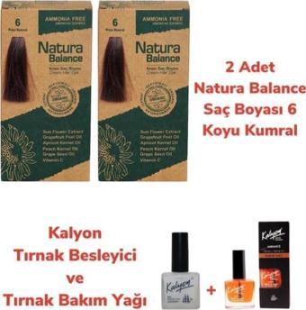 NATURA BALANCE SAÇ BOYASI 6 KOYU KUMRAL 2 ADET + KALYON TIRNAK BESLEYİCİ VE BAKIM YAĞI