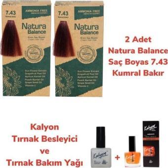 NATURA BALANCE SAÇ BOYASI 7.43 KUMRAL BAKIR 2 ADET + KALYON TIRNAK BESLEYİCİ VE BAKIM YAĞI