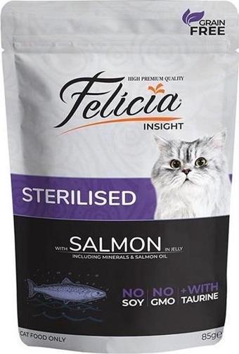 Felicia Pouch Steril Somonlu Kısırlaştırılmış Kedi Konservesi Tahılsız 85 gr