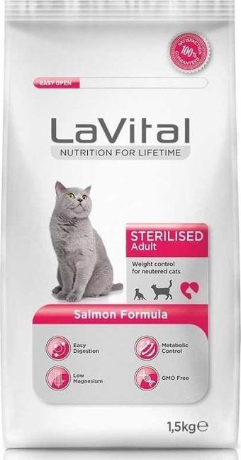 LaVital Sterilised Somonlu Kısır Kedi Maması 1,5 Kg