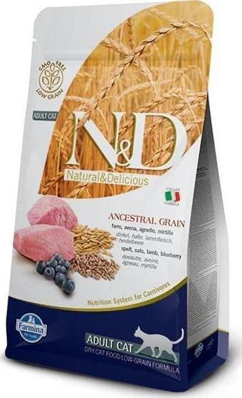 N&D Düşük Tahıllı Kuzu Etli Yaban Mersinli Kedi Maması 5 Kg