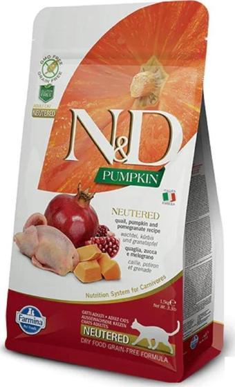 N&D Tahılsız Balkabaklı Bıldırcınlı Narlı Kısır Kedi Maması 1.5 Kg