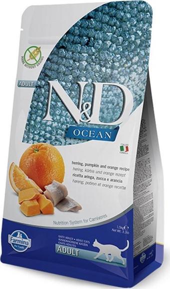 N&D Tahılsız Balkabaklı Ringa Balıklı Portakallı  Kedi Maması 1,5 kg