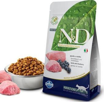 N&D Tahılsız Kuzu Etli Yaban Mersinli Kedi Maması 1,5 Kg