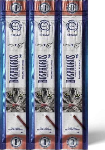 Bosphorus Ton Balıklı Karidesli Kedi Ödül Stick 3x5 Gr