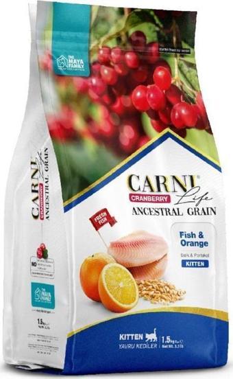 Carni Life Kızılcık Balıklı ve Portakallı Yavru Kedi Maması 1.5 Kg