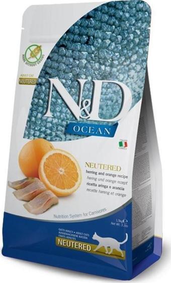 N&D Tahılsız Ocean Ringa Balığı Ve Portakallı Kısır Kedi Maması 5 Kg