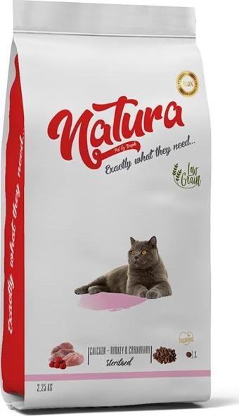 Natura Tavuklu Hindili ve Yaban Mersinli Kısırlaştırılmış Kedi Maması 2,25kg