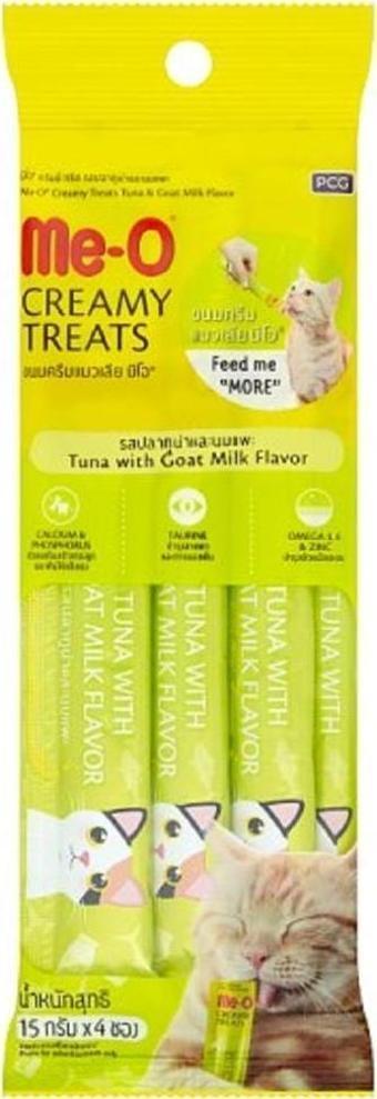 Me-O Creamy Treats Ton Balığı Ve Keçi Sütlü Kedi Ödül Maması 15 gr X 4