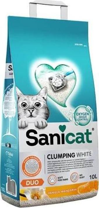 Sanicat Clumping White Duo Vanilya Mandalina Topaklanan Kedi Kumu 10 Lt