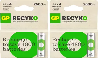 GP Recyko 2700 Serisi AA 4+4 Şarjlı Kalem Pil