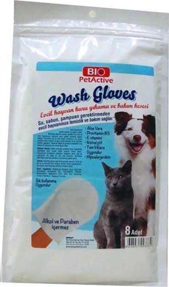 Bio PetActive Wash Gloves Kuru Yıkama Bakım Eldiveni (8 Adet)