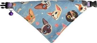 Cocopet Kedi Desenli Ayarlanabilir Fular Bandana Kedi Tasması