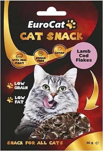 EuroCat Tahılsız Şekersiz Kurutulmuş Et Cat Lamb Cod Flakes Kedi Ödülü 50 Gr