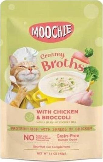 Moochie Parça Tavuk ve Brokolili Tahılsız Kedi Çorbası 40gr