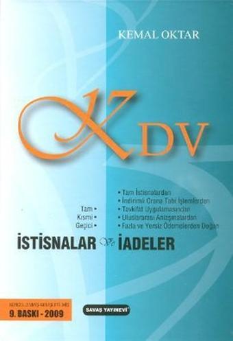 KDV İstisnalar ve İadeler - Kemal Oktar - Savaş Yayınevi