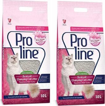 Proline Bebek Pudrası Kokulu Ince Tane Topaklanan Kedi Kumu 10 Lt X 2 Adet