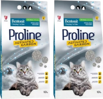 Proline Aktif Karbonlu Topaklanan 10 lt 2'li Kedi Kumu