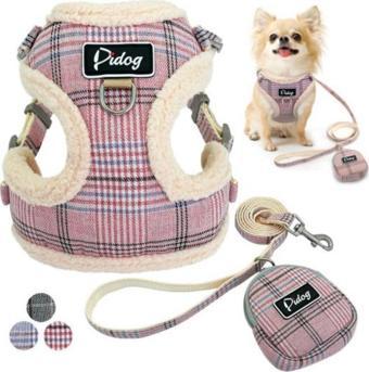 ANS 1447 Karışık Renkli Peluşlu Cüzdanlı Gezdirmeli 4-8Kg Köpek Göğüs Tasması 1,5cm Beden M