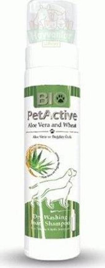 Bio PetActive Aloe Vera Ve Buğday Özlü Kuru Yikama Köpük Köpek Şampuan 200 Ml