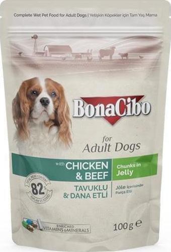 Bonacibo Pouch Tavuklu Dana Etli Köpek Konservesi 100 gr