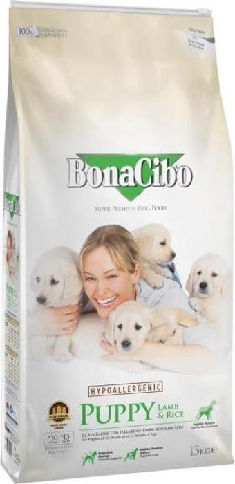 BonaCibo Puppy Lamb Rice Kuzu Etli Yavru Köpek Maması 3 Kg