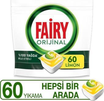 Fairy Hepsi Bir Arada 60 Yıkama Bulaşık Makinesi Deterjanı Tableti / Kapsülü Limon Kokulu