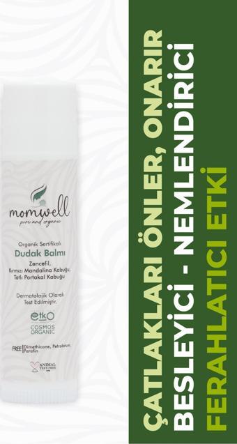 Momwell Organik Renksiz Dudak Balmı Merhemi Stick 5ml