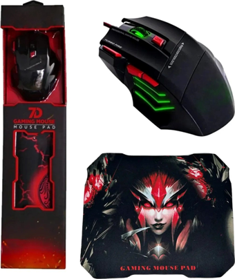 Rogger 3200Dpi Usb Kablolu Kırmızı Siyah Gaming Optik Mouse Pad Hediyeli